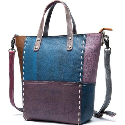 Patchwork High Capacity Bag for Women Teenager College Shoulder Pack Durable Shopping Daypack Lightweight