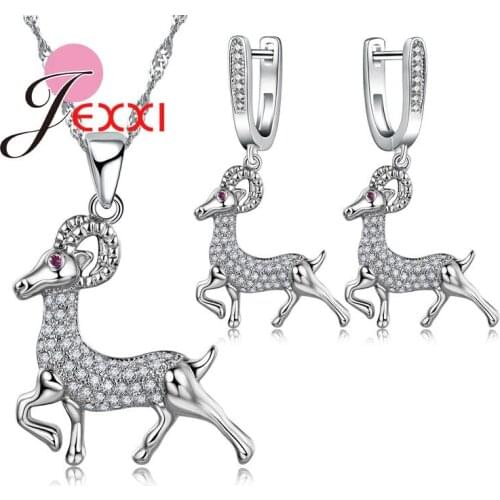 Top Quality Animal Sheep Fashion Jewelry Set For Women Generous 925 Sterling Silver Birthday Necklaces Earring Set Girl