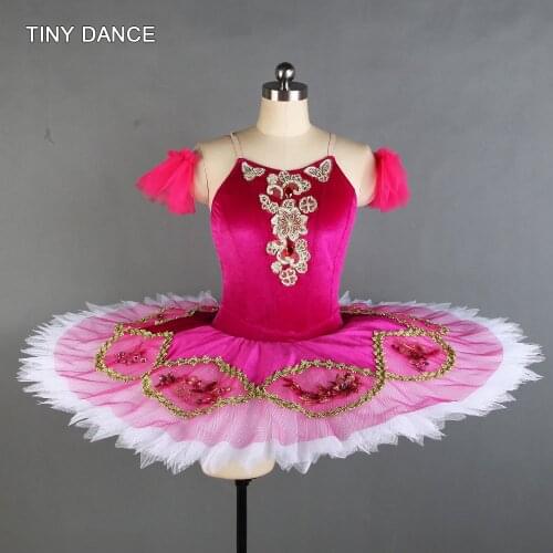 Hot Pink 7 Layer Pleated Tutu Professional Ballet Dance Tutus for Adult Girls Solo Dance Competition Costume Tutu Dress BLL130