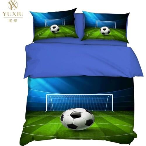 YuXiu 3D Duvet Cover Set Football Soccer Field Bedding Sets 3Pcs Bed Linens Covers Pillowcase King Queen Full Home Texitle