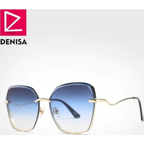 DENISA 2019 NEW UV400 Retro Big Sunglasses Women Brand Designer Oversized Polygon Frame Sun Glasses Shades For Women G25015