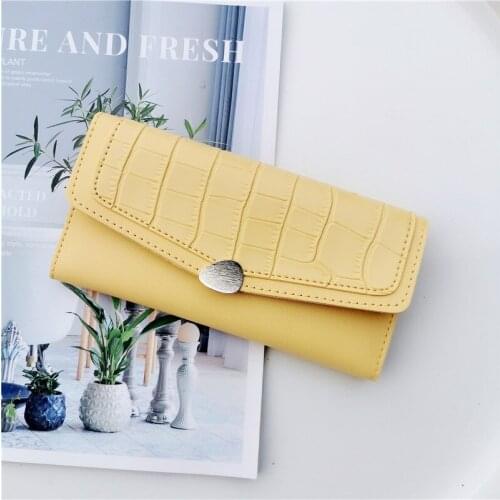 Wallet female retro stone pattern multi-function soft surface flip long wallet student wallet saddle bag