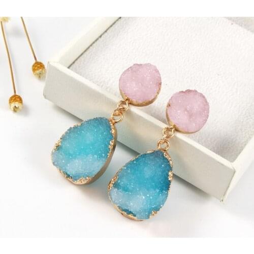 1Pair Bohemia Resin Stone Dangle Drop Earrings Women Jewelry Gift Handmade Earings Ear Drop for Female Large Long Earrings Gift