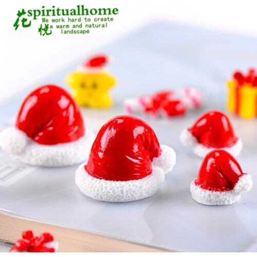 1 Piece Fake Santa Claus Hat Cap Christmas Day Spain France Europe Model Small Statue Figurine Crafts Ornament Miniatures