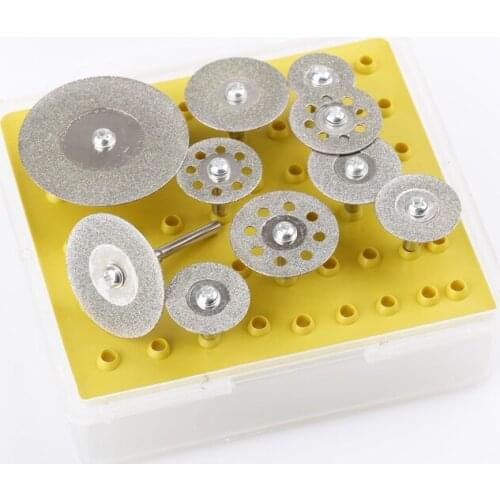 10Pcs Diamond Cutting Disc Wheel Saw Blades Cut Off Discs 2.35mm Mandrel Drills Rotary Tool Set