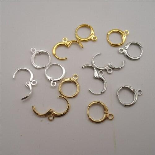 100pcs 12mm Copper Metal Ear Hook Simple Round Ear Hook DIY Jewelry Findings