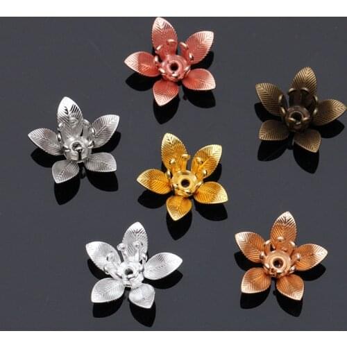 100 PCS 8x6mm Metal Brass Flowers Base Settings DIY Accessories Filigree Flowers Bead Caps For Jewelry Making