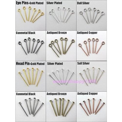1100pcs Gunmetal/Golden / Silver-plate/Bronze Tone Eye pin 20X0.7mm Jewelry Finding