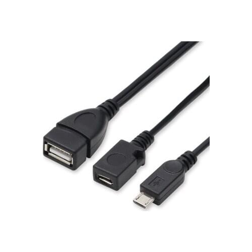 2 In 1 OTG Micro USB Host Power Y Splitter USB Adapter to Micro 5 Pin Male Female Cable