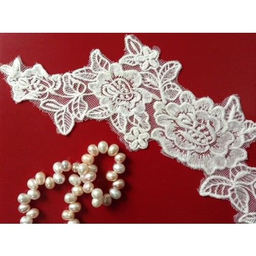 23*8cm White Embroidery Flower Applique, Wedding Accessories, Bridal Veil Lace,XERY2th177