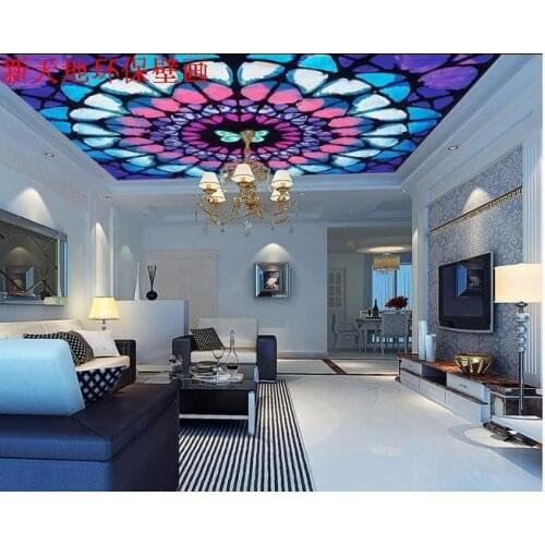 Continental 3D stereoscopic ceiling glass roof roofs butterfly wallpaper murals Custom Size