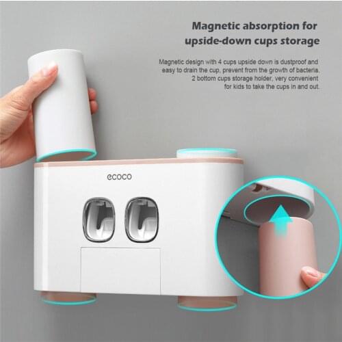 Automatic Toothpaste Dispenser With Wall Mount Toothbrush Holder Toothpaste Squeezer With 5 Brushes Set