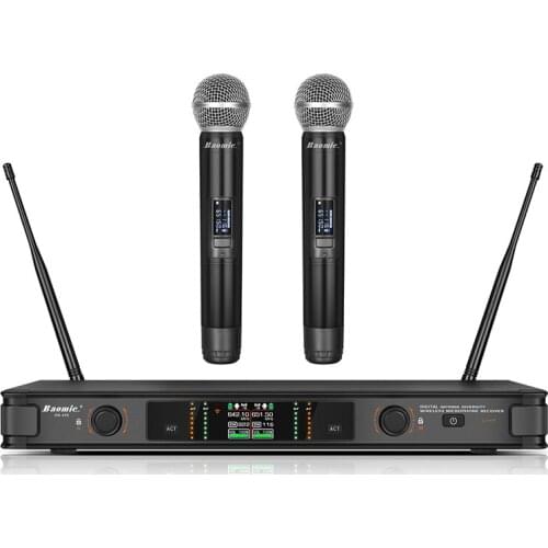 Baomic Brand BM-688 UHF Karaoke Wireless Handheld Microphone dual channels frequency 640-690MHz K song for home stage activity