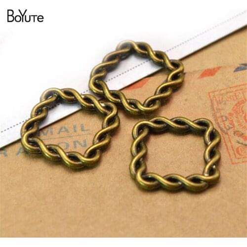 BoYuTe (50 Pieces/Lot) Square Twist Ring Hand Made Diy Jewelry Accessories Wholesale Vintage Materials