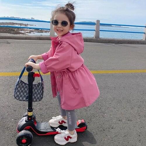 2-11 Years Kids Hooded Jacket For Girls Pink Long Cute Jackets Toddler 2021 Autumn Coat Cotton Outerwear Children Windbreaker