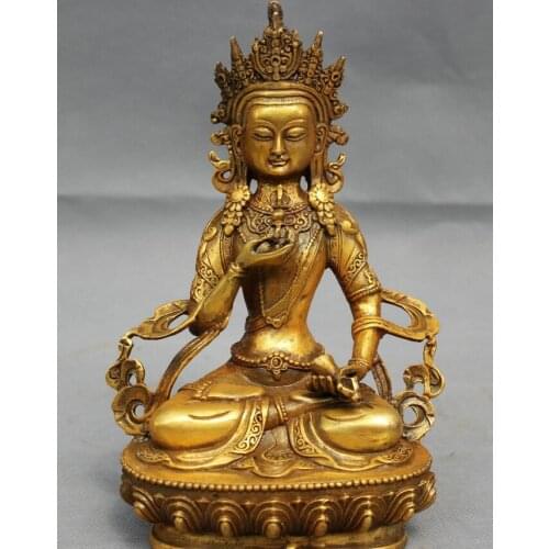 Fast shipping USPS to USA S1312 8" Tibet Bronze Gilt Buddhism Folk Vajrasattva Vajra Vajradhara Buddha Statue