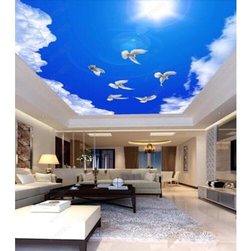 Beautiful blue sky and white clouds Wallpapers Ceiling Mural Wallpaper 3D photo Wallpapers Personalized Living Room Hotel decor