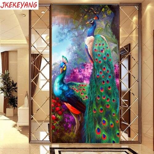 Large 5D DIY square/round Diamond painting Peacock and peony Cross Stitch Diamond Embroidery Pattern Rhinestone J1492