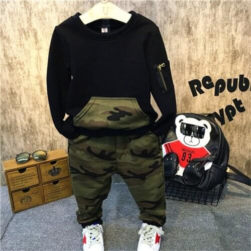 2021 Spring Autumn Kids Boys Clothing Sets Camouflage Boys Long Sleeve Pullover+Pants 2 Pcs Suits 2 3 4 5 6 Years Child Clothes