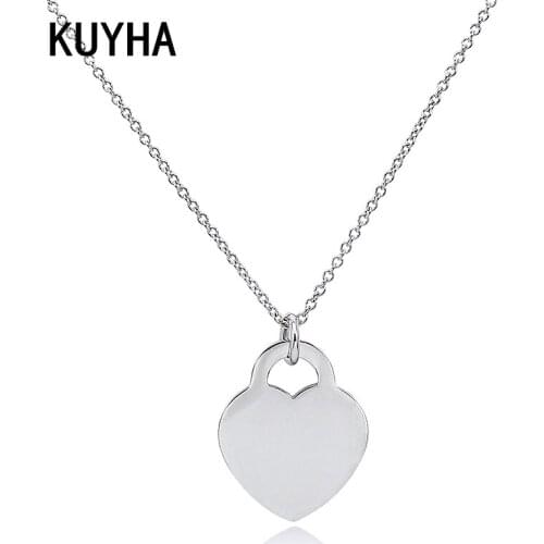 Tiny Necklace for Women Long Heart Shape Pendant Present Gold/Silver Color Choker Fashion Chain Jewelry