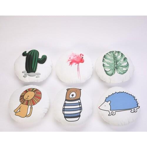 Round Pillow Living Room Bedside Cartoon Canvas Backrest Children Sleeping Cushion Dining Chair Cushion Home Decoration For Gift