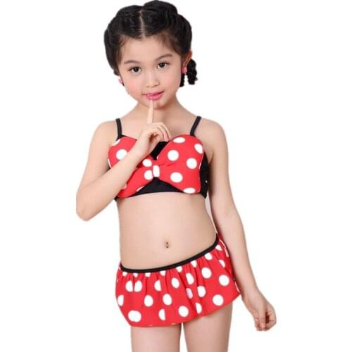 New Cute Swimsuits 2pcs Suits Kid Baby Girl Swimwear Dot Tankini Bikini Set Swimwear Bathing Suit