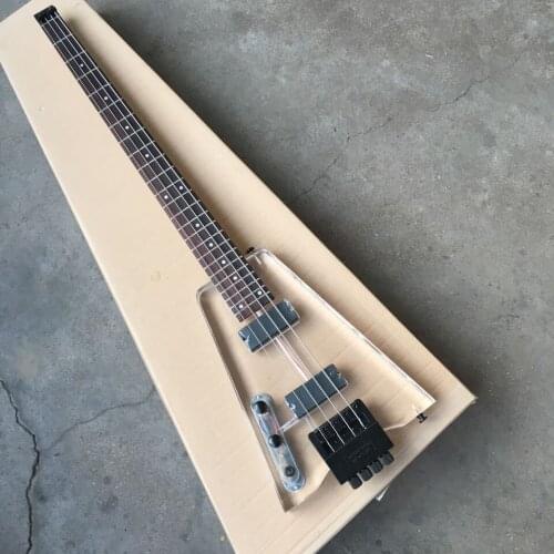 Left handed acrylic bass lefty acrylic electric bass chinese made headless bass free shipping crystal acrylic bass OEM bass