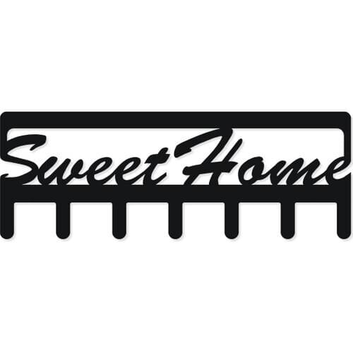 M & c Concept Sweet Home Metal Wall Key Holder Black