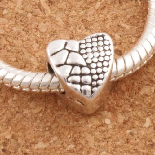 Half Crack Dots Heart Metal Big Hole Beads 9x9.5x7mm 31pcs zinc alloy Fit European Charm Bracelet L1276