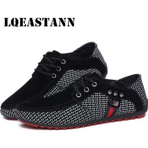 LQEASTANN Large Size Pu Shoes Mens Lace-up Flat Casual Shoes Soft-Soled Loafers Moccasin Comfortable Mens Driving Shoes 2020