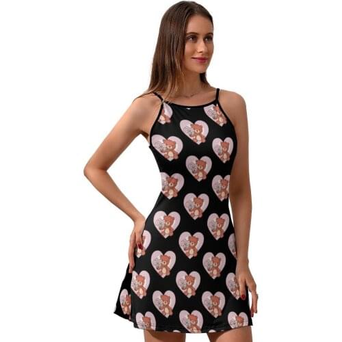 Teddy Dress Suspender Polyester Girl Dresses Daily Wholesale Sexy Printed One-Piece Dress
