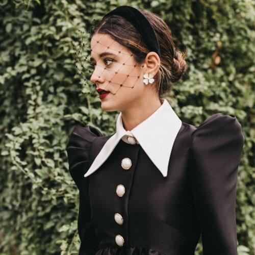 Black Headband Veil Black Wide Hair Band Birdcage Veil Vintage Handmade Charming Hair Accessories for Wedding Bridal Veil