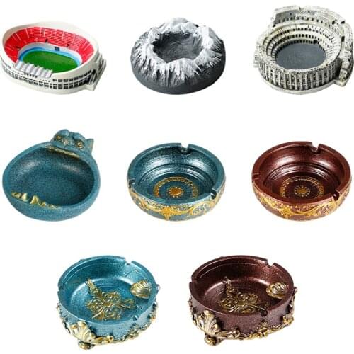 Durable Ceramic Cigar Ashtray Tabletop Desktop Round Smoking Ash Tray Holder for Home Hotel Restaurant