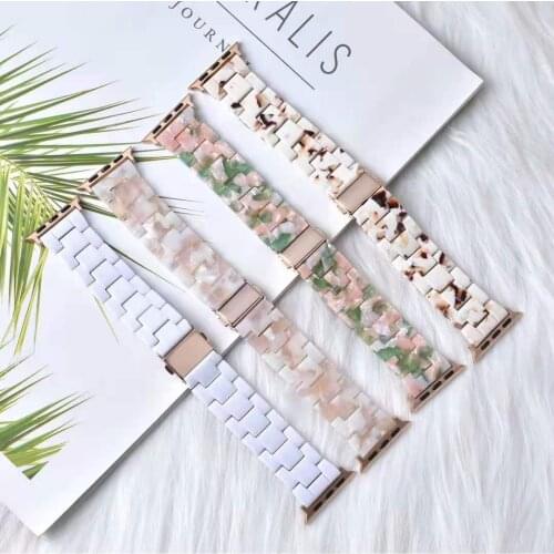 Resin strap for apple watch band 44mm 40mm 42mm 38mm correa transparent watchband for iwatch 6 se series 5 4 3 2 1 loop bracelet