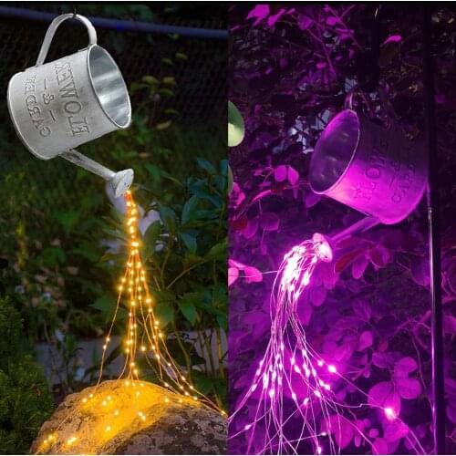 Solar LED Decorative Light Waterproof Kettle Shower Garden Lamp StarShower Kettle Garden Art Light Garden Decor Waterfall Light