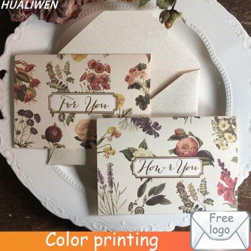 Bronzing Sen series small fresh rice white earth retro style folded in half with handwriting gift message handwritten card