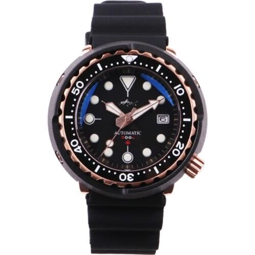 Heimdallr Tuna Diver Watch 300M Waterproof 47mm Black PVD Coated NH35A Sapphire Crystal Automatic Watch Mechanical Luxury Brand