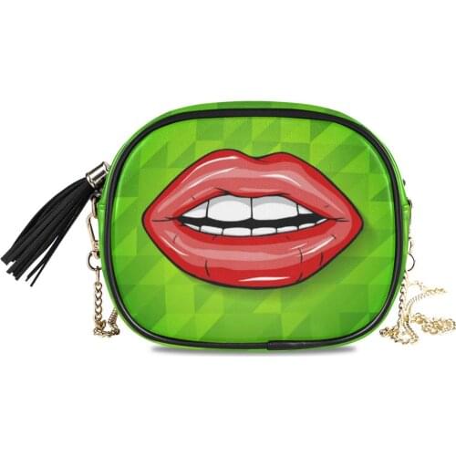 Green Crossbody Bags For Women 2020 High Quality PU Leather Shoulder Bag fashion Mini Sexy red lips Design Female small purse