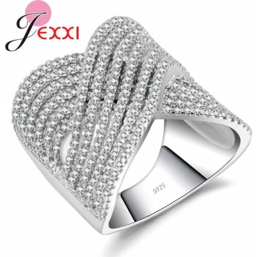 Real 925 Sterling Silver Women Ladies Ring Cross "X" CZ Wedding Engagement Wholesale Price Fashion Finger Jewelry