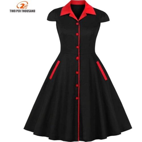 5XL 4XL Plus Size Summer Vintage Cotton Black Dress 2019 Women Rockabilly Big Size 3XL Swing Retro Dress Party Feminino Vestidos