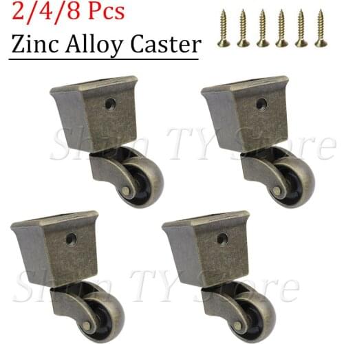 1/2/4/8 Pcs Zinc Alloy Universal Wheels with Screws Square Cup Heavy Duty Furniture Caster for Workbench Cabinet Office Chair