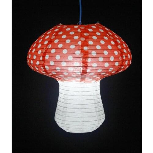 3D Mushroom Hanging Lanterns Foldable Woodland Paper Mushroom Lanterns for Forest Jungle Wonderland Theme Birthday Party Decor