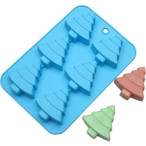 6 Cavities Christmas Tree Cake Silicone Mold Cookie Mould Flexible Soap Ice Chocolate XMAS Cupcake Decorating Baking Tools