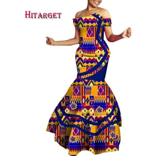 African clothes for women Fashion Dress Dashiki Women offer shoulder Dress pluz size Cotton African Clothing for party WY4794
