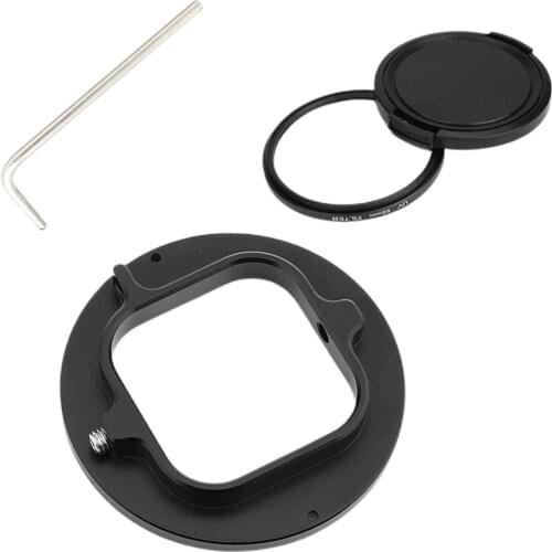 Aluminum Professional 52mm UV Lens Filter Adapter Ring for GoPro HERO9 Action Camera Black
