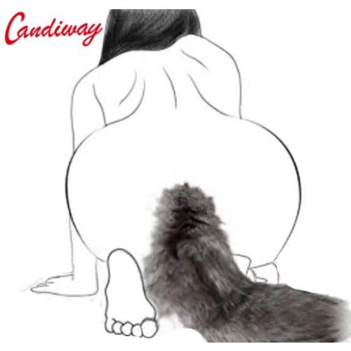 Candiway 3 Colors Rubber Butt Plug With Faux Fox Tail Fur Anal Massager Trainer Adult Cosplay Sex Toy For Erotic Costume Party