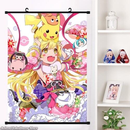 Anime Bakemonogatari Senjougahara Hitagi oshino shinobu Cute Cosplay Wall Scroll Mural Poster Wall Hanging Poster Home Decor Art
