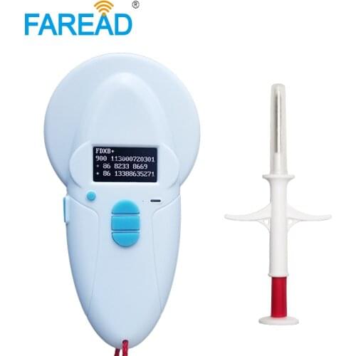 Free shipping x1pc FDX-A FDX-B HDX chip pet transponder reader +60pcs 1.4*8mm hypodermic RFID animal microchip veterinary needle