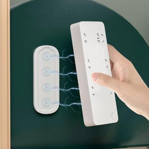 Seamless Punch Free Plug Sticker Holder Magnetic Wall Fixer Power Strip Holders Storage Sockets Wall Holders Shelf Plug Hook