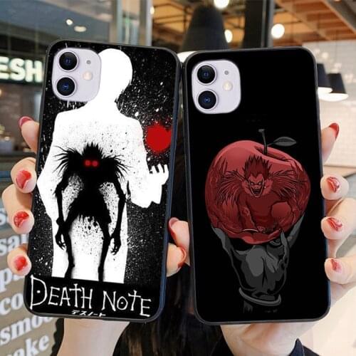 Japanese anime mobile phone case for Iphone X 11 12 Mini Pro Xs Max Xr 8 7 6 6s Plus Se20 black mobile phone case death note